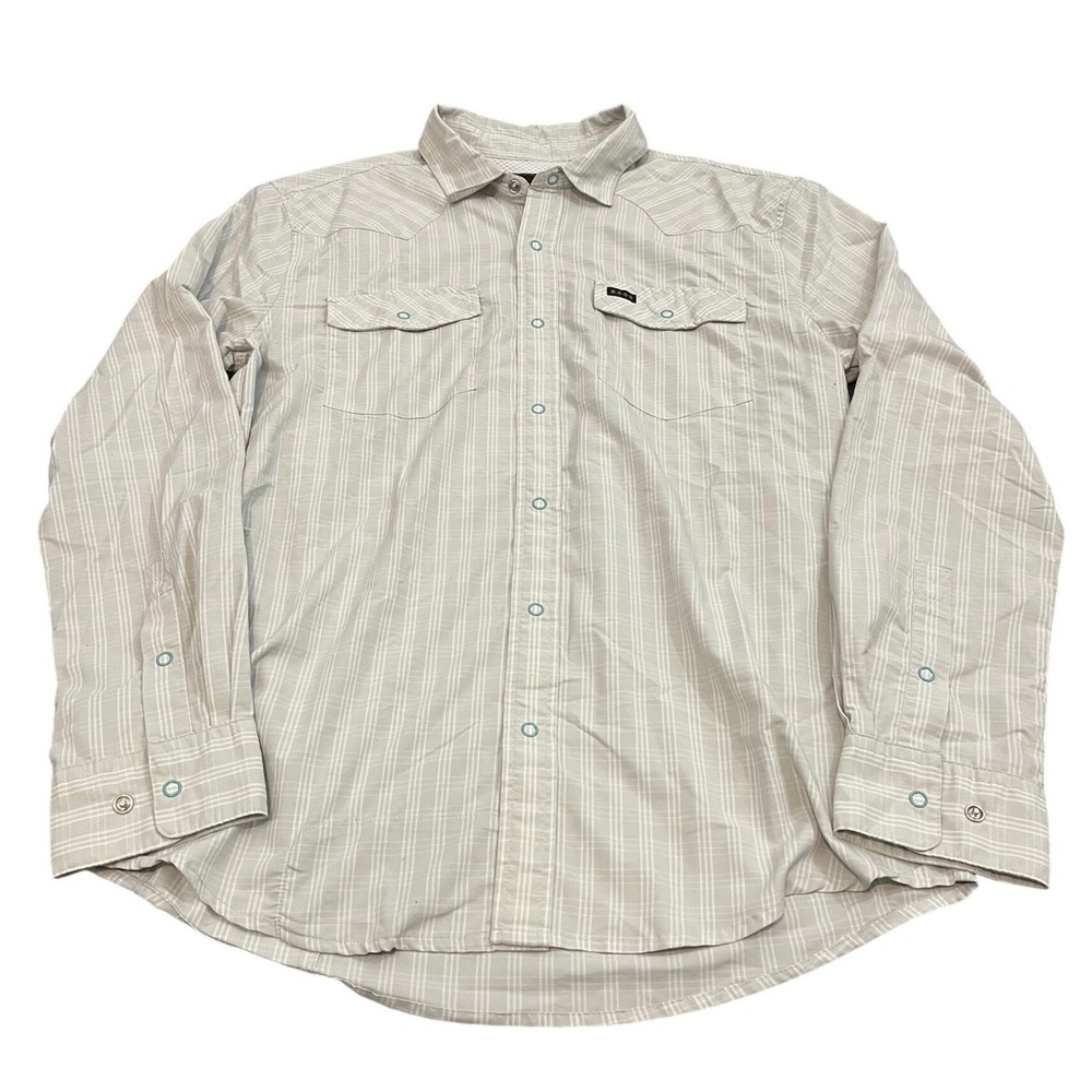 Howler Brothers Western Shirt Mens S Gray Plaid Hiking Snap Pocket Long Sleeve